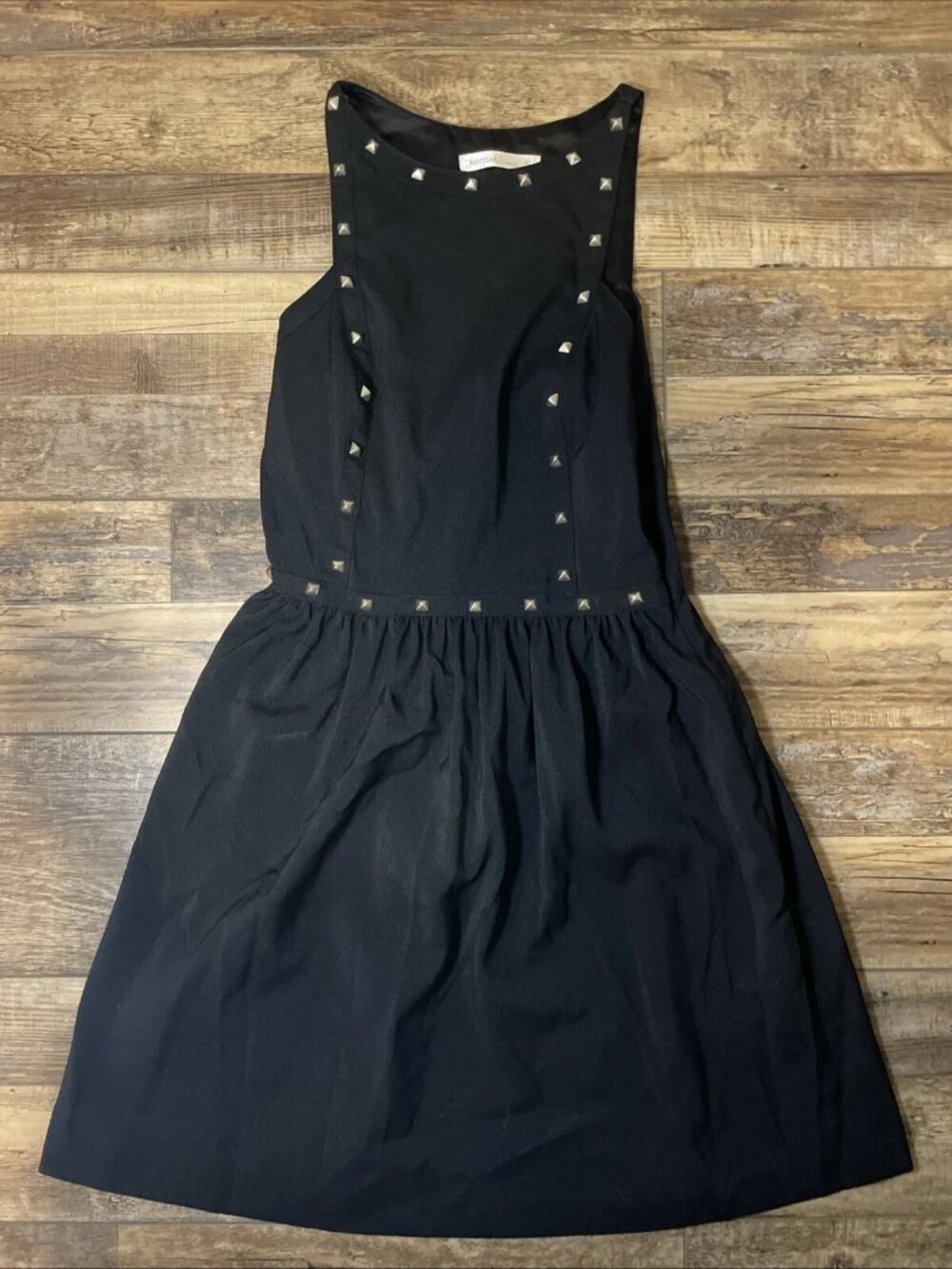 Kenzie Women’s A-Line Dress Size 4 Black Studded Sleeveless Pleated